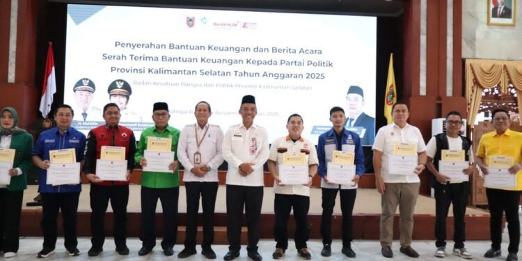 Pemprov Kalsel Salurkan Bantuan Keuangan Rp15,43 Miliar kepada Partai Politik