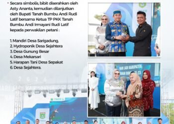 HUT ke-23 Tanbu, Bupati Andi Rudi Latif dan Artis Asty Ananta Serahkan Bibit Tomat Cherry Stevia untuk Petani Lokal