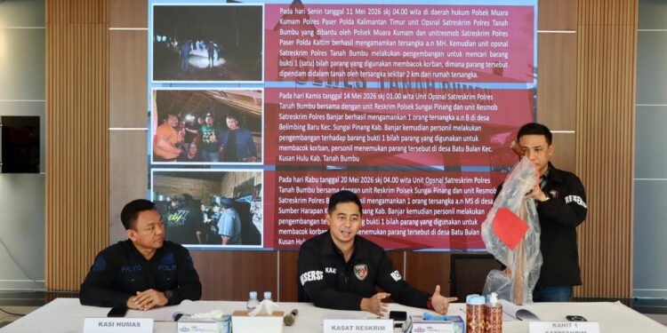 Berawal dari Ban Mobil Dirobek, Kasus Pembunuhan di Kusan Hulu Diungkap Polres Tanah Bumbu, Tiga Pelaku Diringkus Dari Dalam Hutan