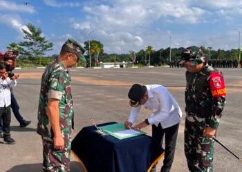 Tingkatkan Infrastruktur Desa Tanjung Lalak Selatan,Pemkab Kotabaru Resmi buka TMMD ke 129
