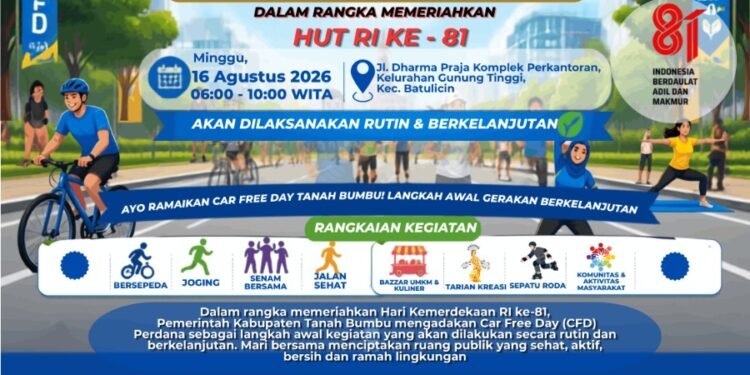 CFD Perdana Tanah Bumbu Meriahkan HUT RI Ke-81 dengan Olahraga, UMKM, dan Edukasi Lingkungan